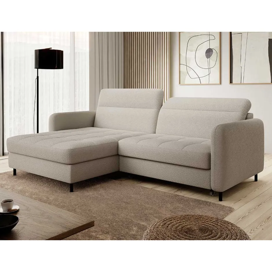 Wohnen L-Design Bettsofa in Taupe Stoffbezug - Gravanti
