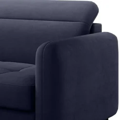 Wohnen L-Design Schlafsofa in Dunkelblau Samt - Kingston