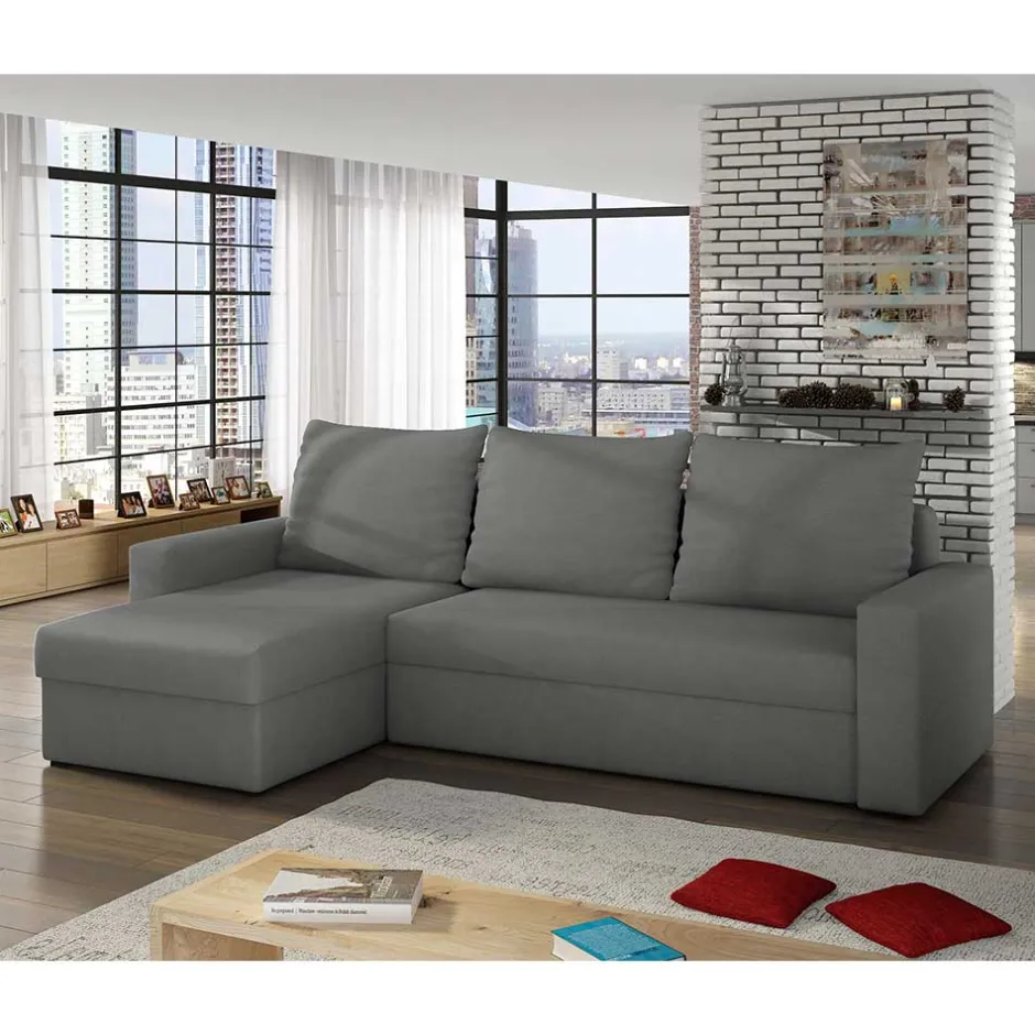 Wohnen L-Design Schlafsofa in Grau Velours - Zlotka