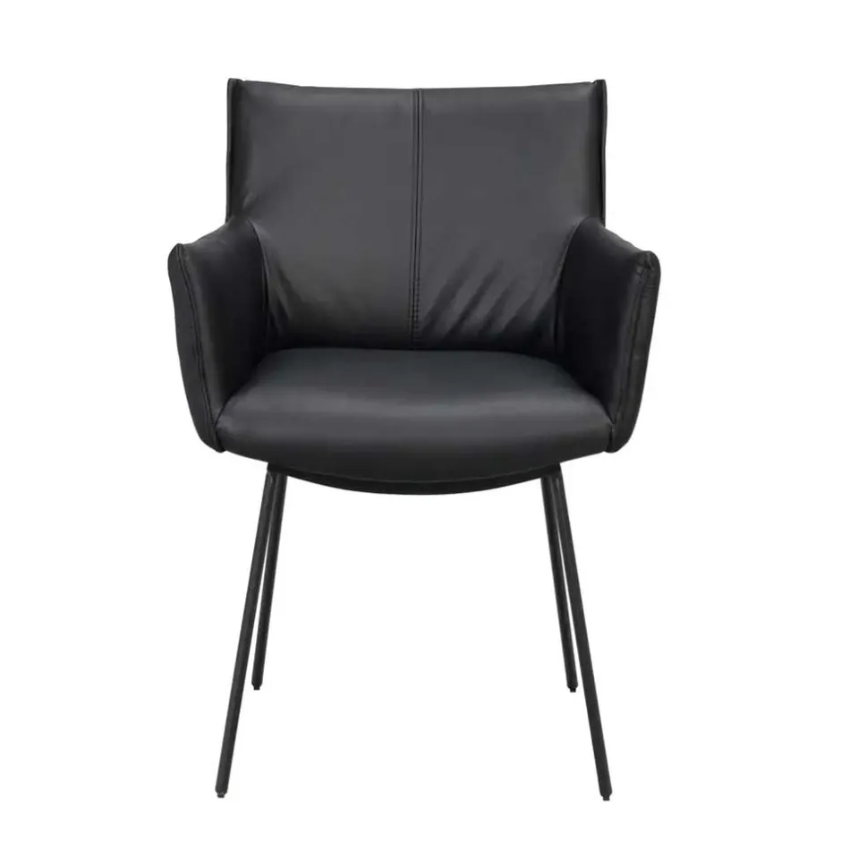 Leder Armlehnenstuhl in Schwarz - Iliandro (2er Set)^Wohnen Best