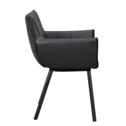 Leder Armlehnenstuhl in Schwarz - Iliandro (2er Set)^Wohnen Best