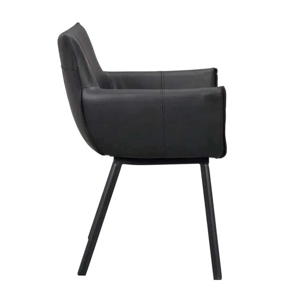 Leder Armlehnenstuhl in Schwarz - Iliandro (2er Set)^Wohnen Best