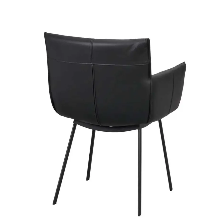 Leder Armlehnenstuhl in Schwarz - Iliandro (2er Set)^Wohnen Best