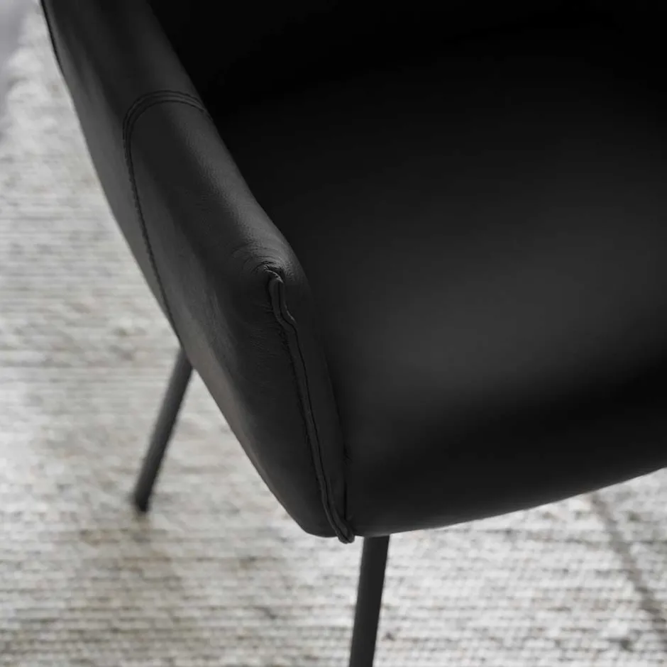 Leder Armlehnenstuhl in Schwarz - Iliandro (2er Set)^Wohnen Best