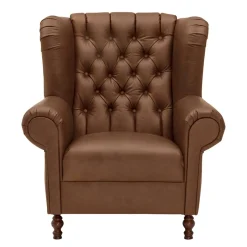 Leder Chesterfieldsessel in Cognac Braun - Martinos^Wohnen