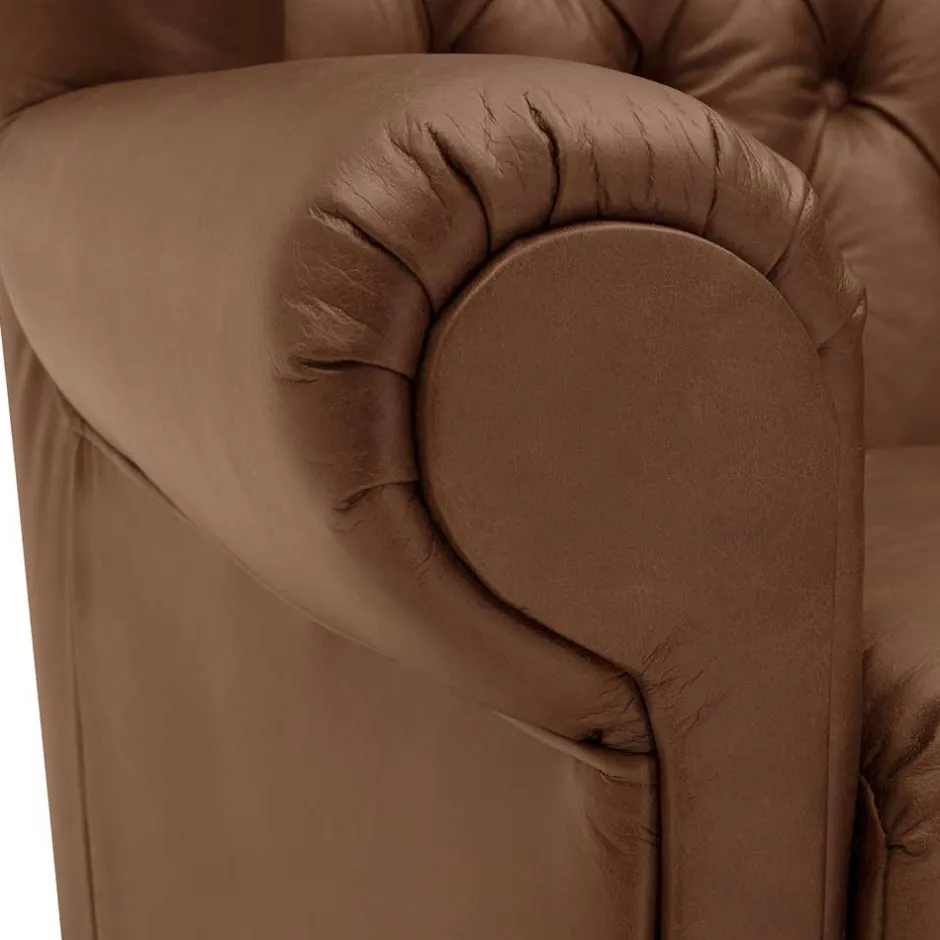 Leder Chesterfieldsessel in Cognac Braun - Martinos^Wohnen