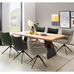 Wohnen Leder Esstischstühle in Creme - drehbar - Klimaca (2er Set)