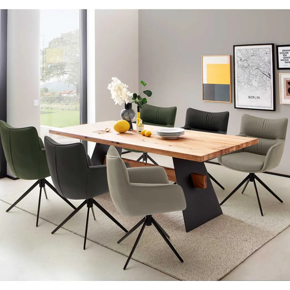 Wohnen Leder Esstischstühle in Creme - drehbar - Klimaca (2er Set)