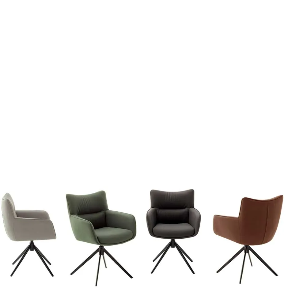 Wohnen Leder Esstischstühle in Creme - drehbar - Klimaca (2er Set)