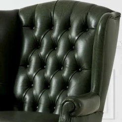 Wohnen Leder Ohrensessel in Oliv Grün - Chesterfield - Jaiko