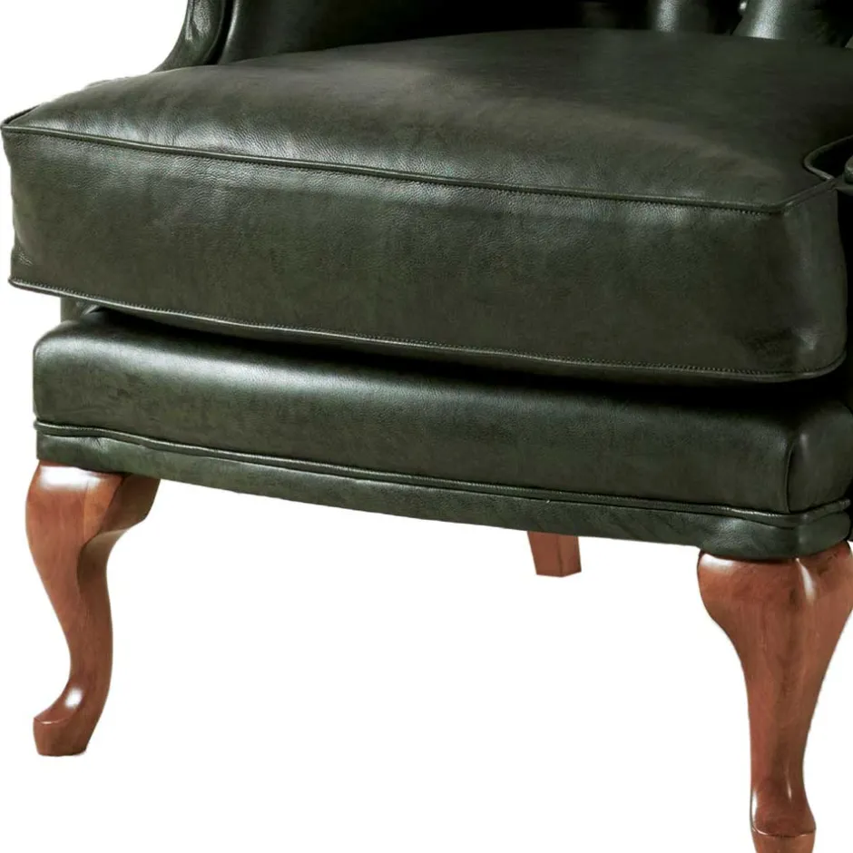 Wohnen Leder Ohrensessel in Oliv Grün - Chesterfield - Jaiko