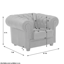 Leder Polstergarnitur Chesterfield - Gonron (dreiteilig)^Wohnen Online