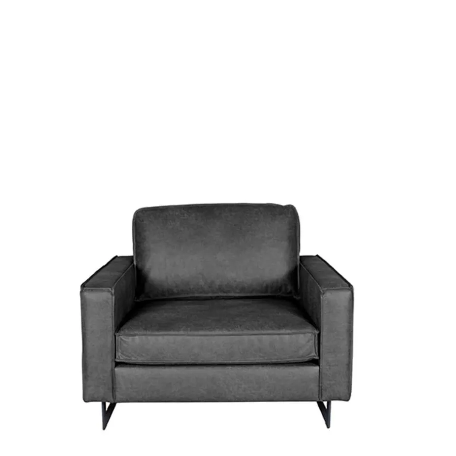 Wohnen Leder Wohnzimmersessel in Anthrazit - Jimm