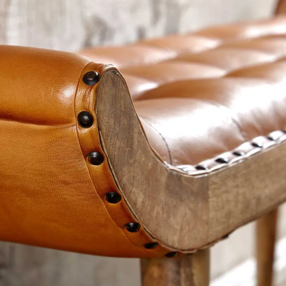 Lederbank in Cognac Braun - Zyrjeta^Wohnen Sale