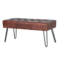 Wohnen Lederbank mit Knopfheftungen - Nofre