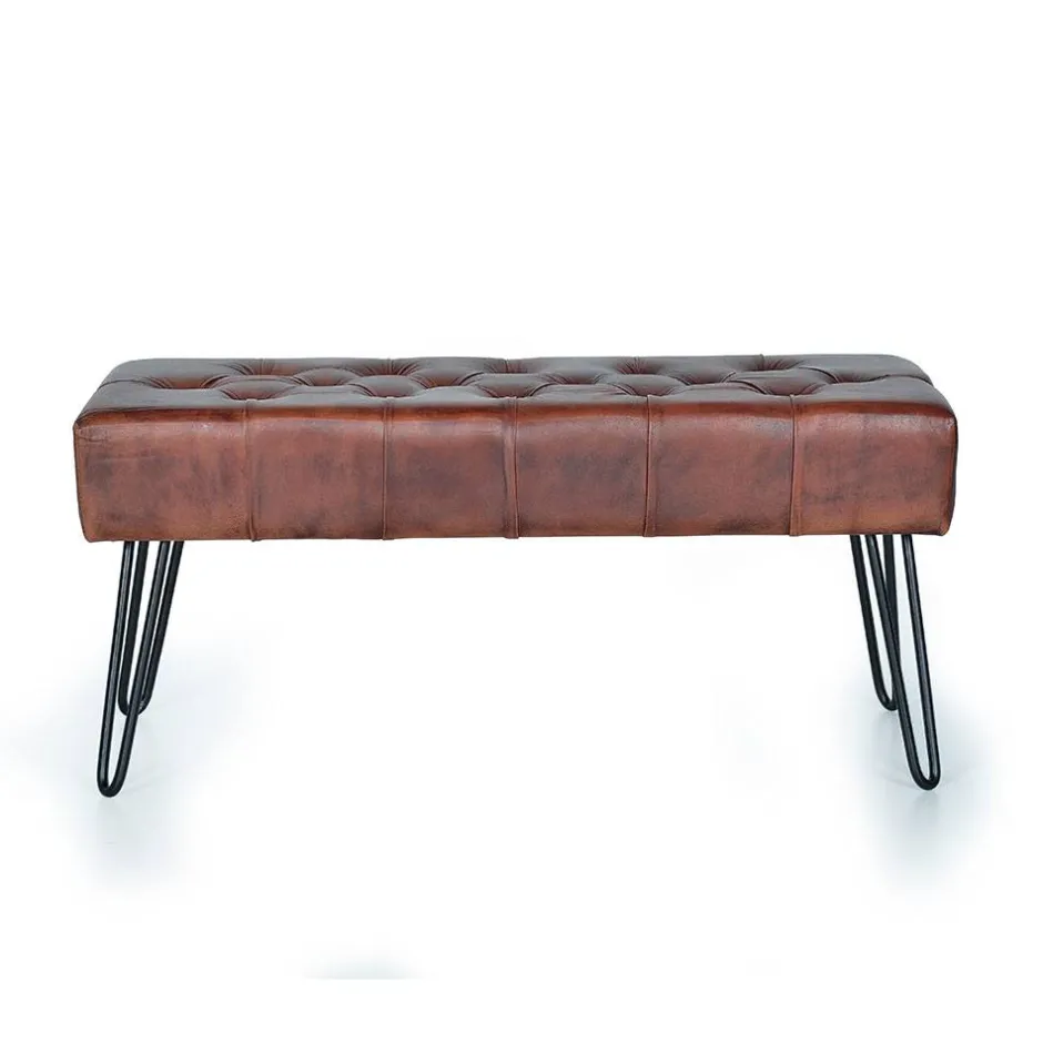 Wohnen Lederbank mit Knopfheftungen - Nofre