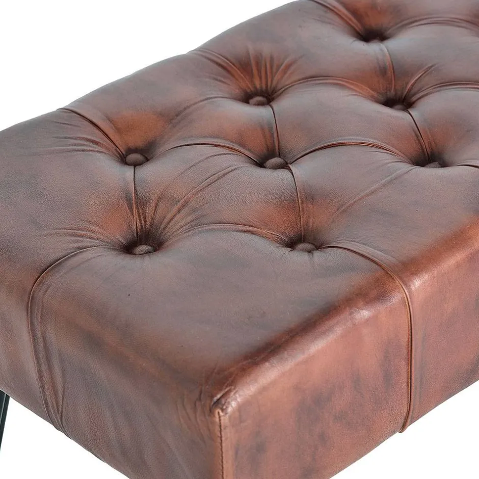 Wohnen Lederbank mit Knopfheftungen - Nofre