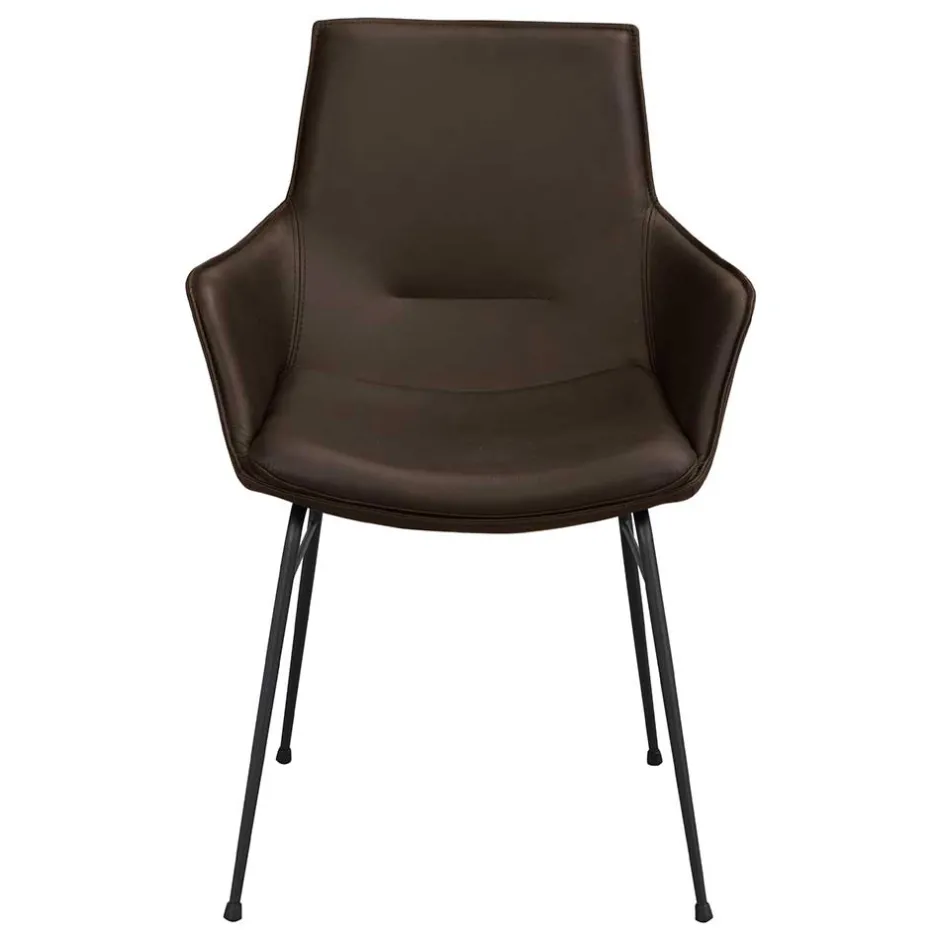 Lederstuhl mit Armlehnen in Braun - Unkorian (2er Set)^Wohnen Best