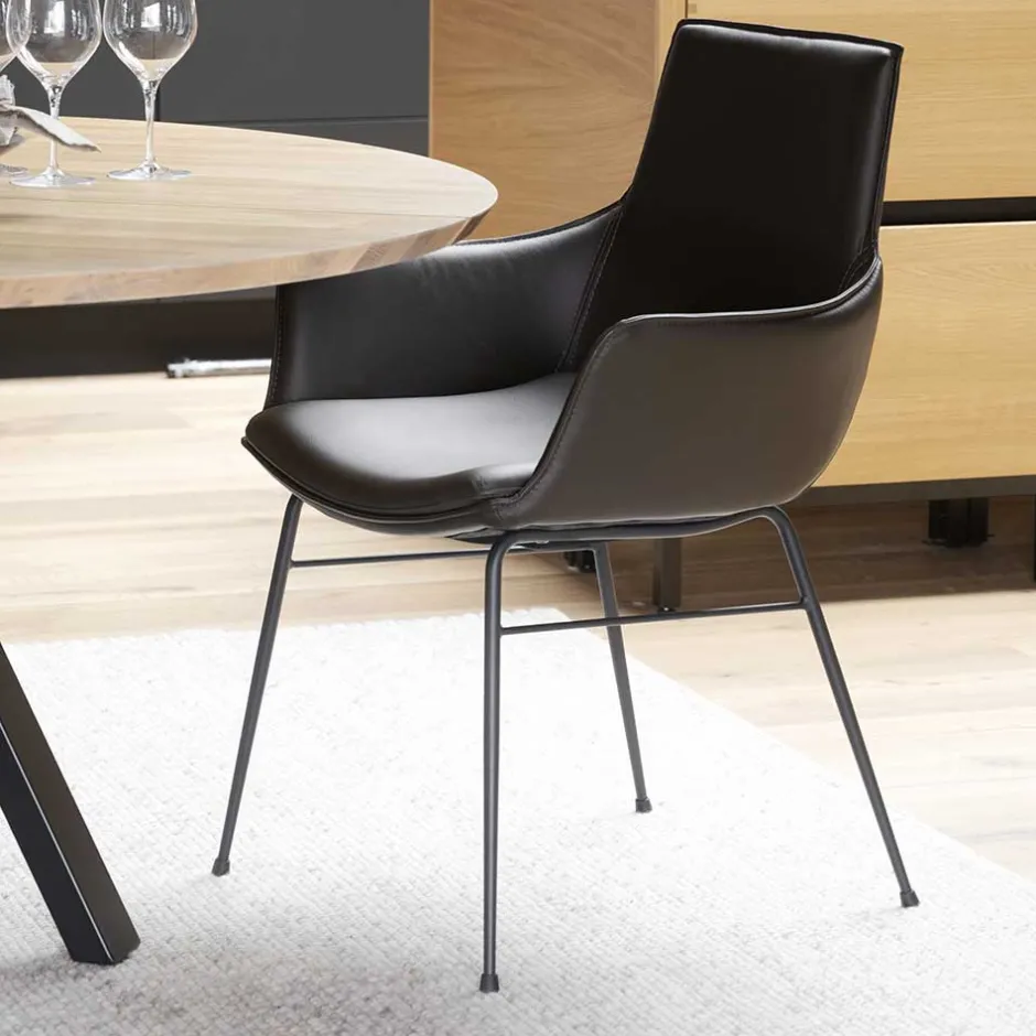 Lederstuhl mit Armlehnen in Braun - Unkorian (2er Set)^Wohnen Best