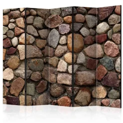 Leinwand Paravent Bunte Kieselmauer - Aurelius^Wohnen
