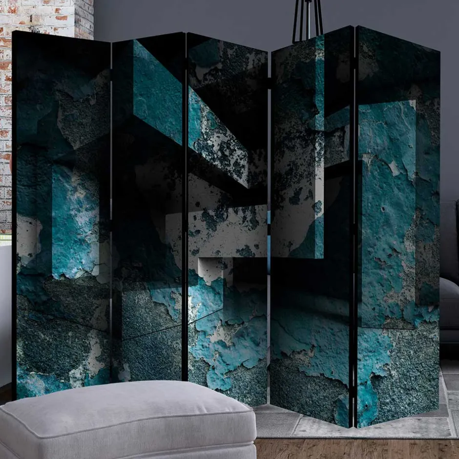 Leinwand Paravent in Blau & Grau bedruckt - Hincomi^Wohnen Online