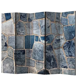 Wohnen Leinwand Paravent in grauer Stein Mauer Optik - Tordino