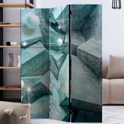 Leinwand Paravent in Grau & Blau bedruckt - Hodossa^Wohnen Discount