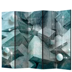 Leinwand Paravent in Grau & Blau bedruckt - Hodossa^Wohnen Discount