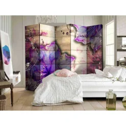Leinwand Paravent mit Blüten in Violett - Olmedo^Wohnen Outlet