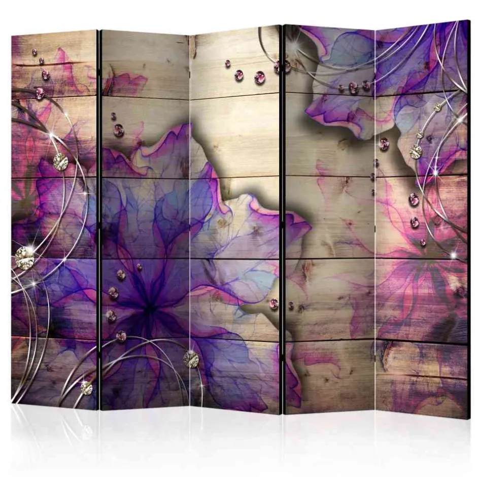 Leinwand Paravent mit Blüten in Violett - Olmedo^Wohnen Outlet