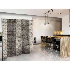 Wohnen Leinwand Paravent mit Mauermotiv - Jenbaro