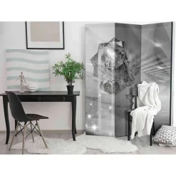 Wohnen Leinwand Paravent mit Motiv in Graustufen - Janton