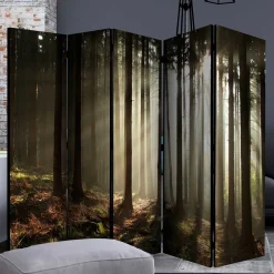 Wohnen Leinwand Paravent mit Naturmotiv Wald - Nadiola