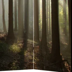 Wohnen Leinwand Paravent mit Naturmotiv Wald - Nadiola