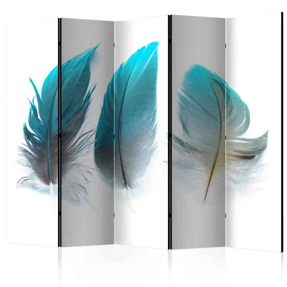 Wohnen Leinwand Raumtrenner Blaue Vogelfedern - Carrion