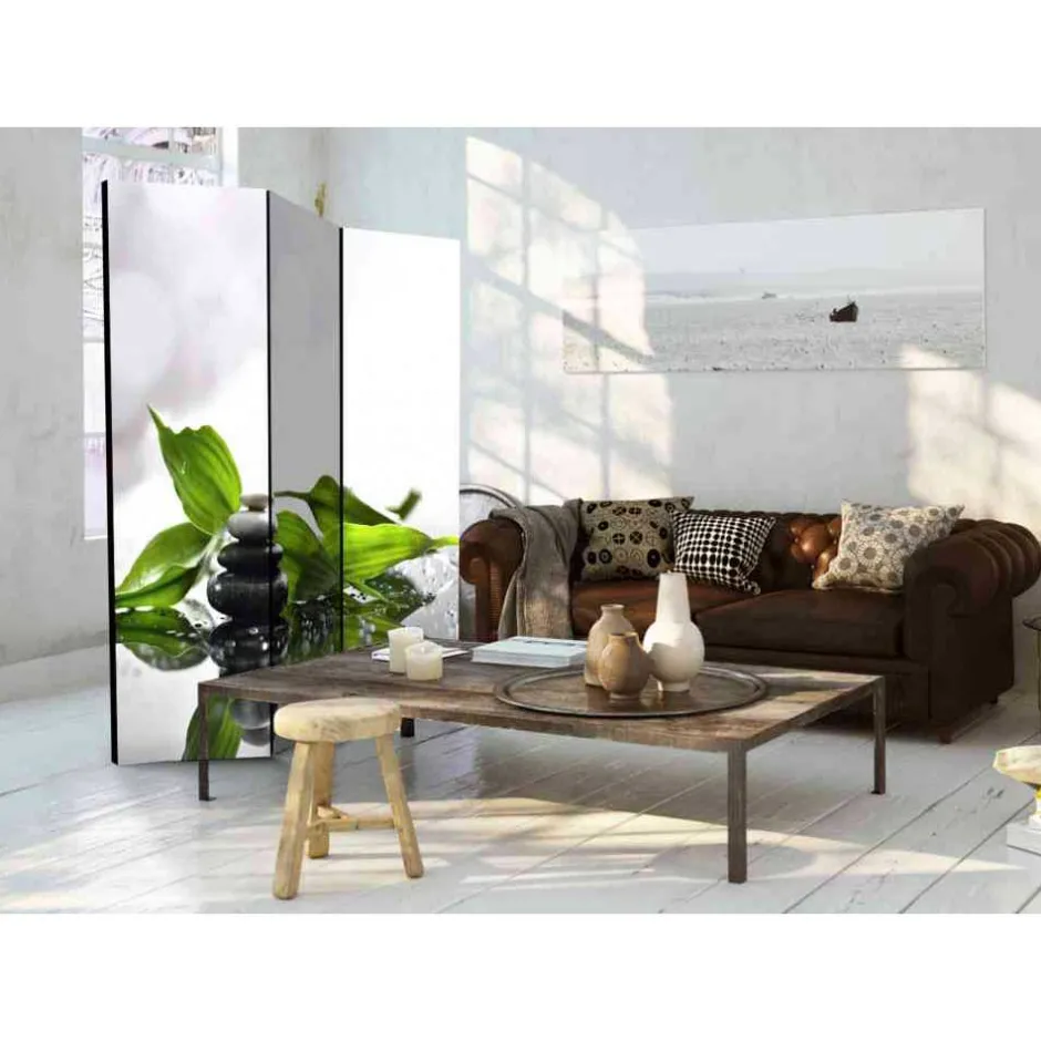 Wohnen Leinwand Raumtrenner mit Zen Foto Druck - Anvidia
