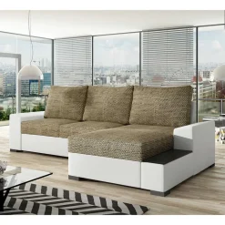 L-Form Bettsofa in Beige und Weiß - Scarlino^Wohnen Best