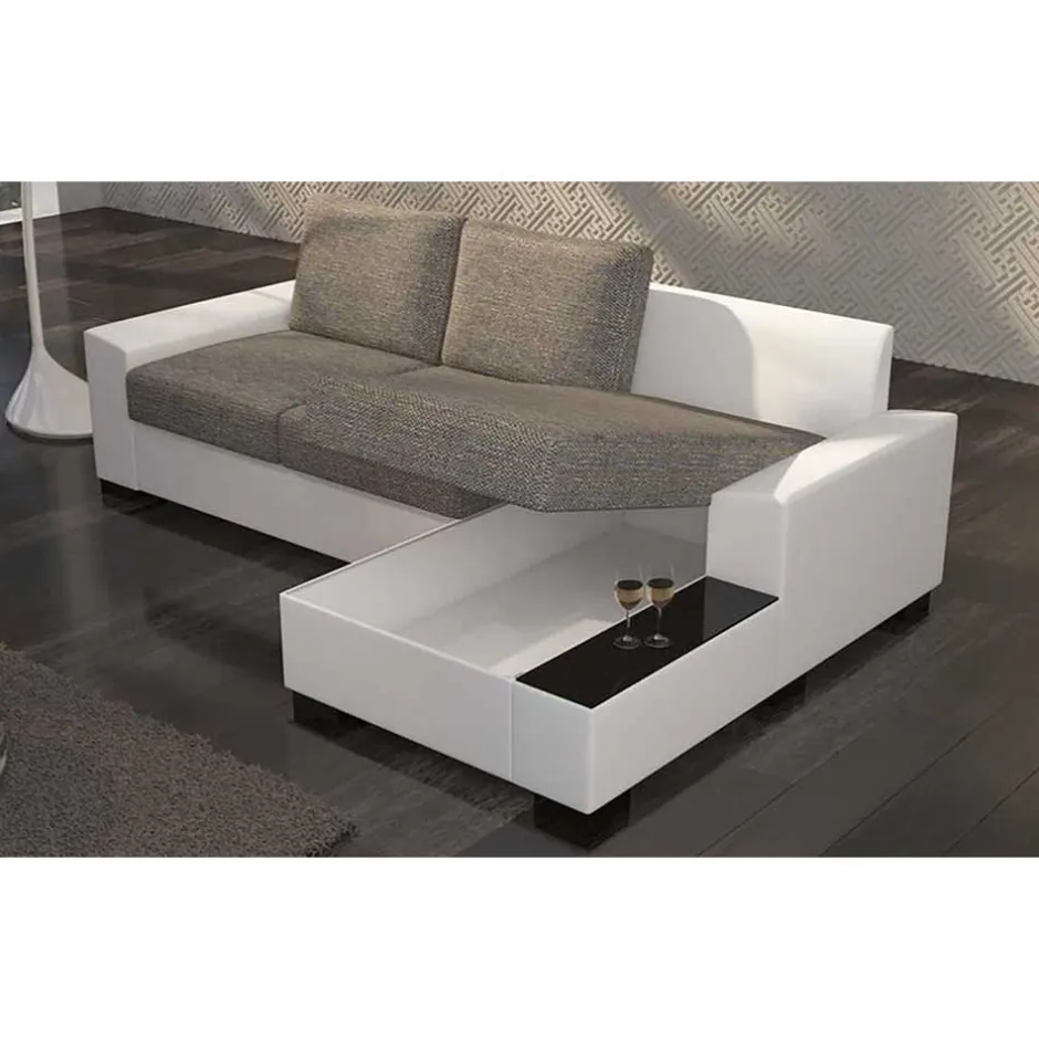 L-Form Bettsofa in Beige und Weiß - Scarlino^Wohnen Best