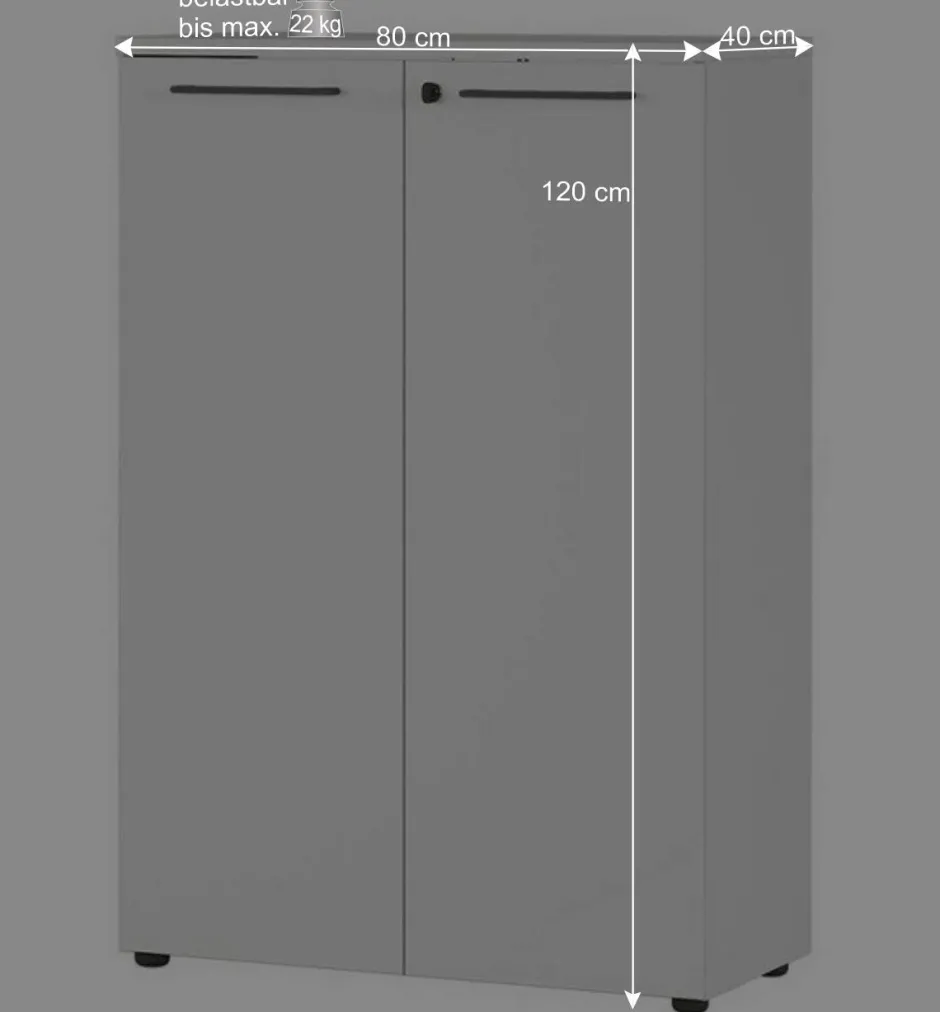 Wohnen Lichtgrauer Aktenschrank 80x120x40 abschließbar - Ofledio