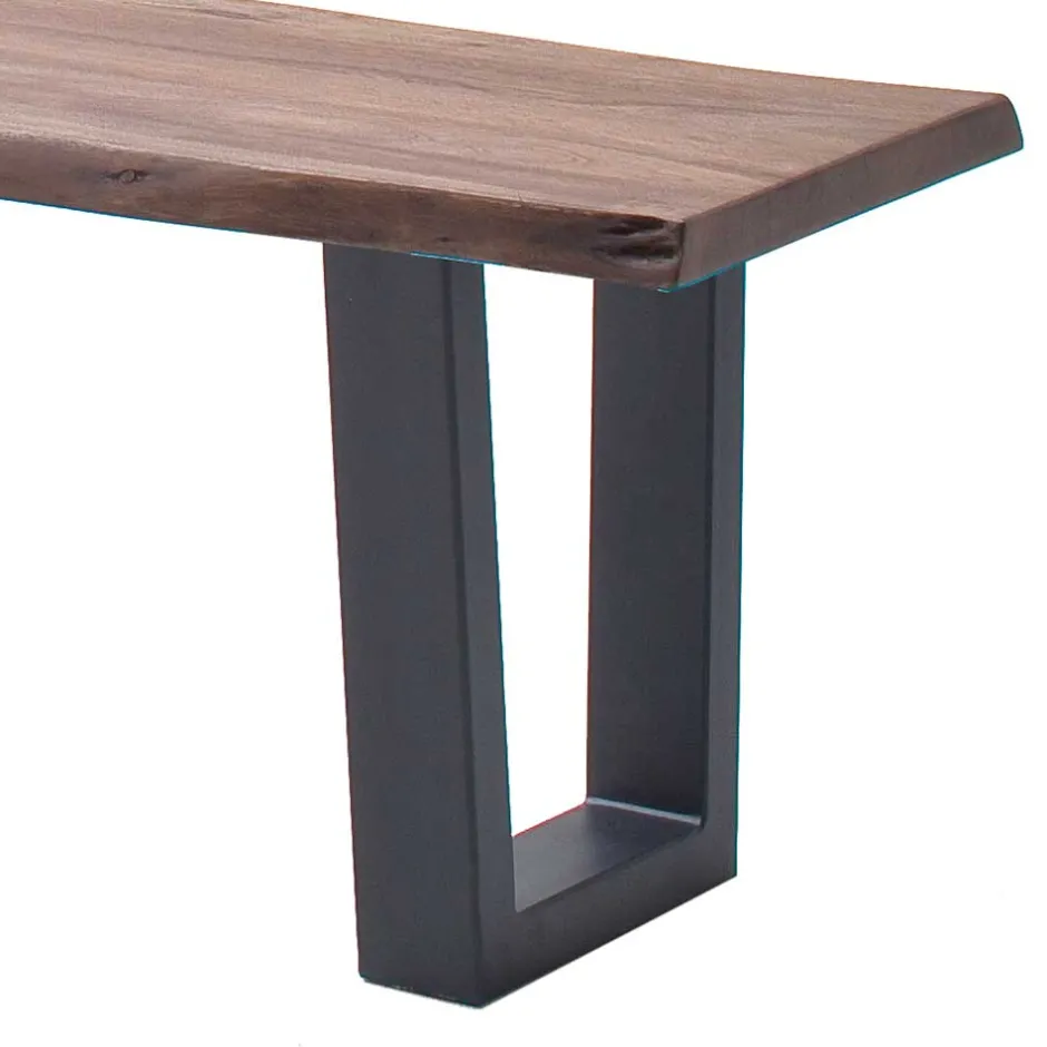 Wohnen Live Edge Esszimmerbank mit Trapezbeinen - Malinsia