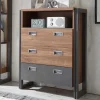 Wohnen Loft Design Kommode im Eiche dunkel Dekor und Schwarz - Rompira