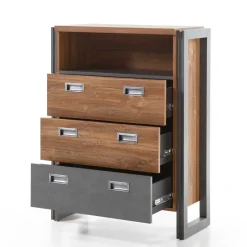 Wohnen Loft Design Kommode im Eiche dunkel Dekor und Schwarz - Rompira