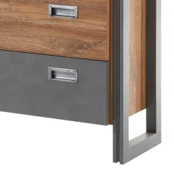 Wohnen Loft Design Kommode im Eiche dunkel Dekor und Schwarz - Rompira