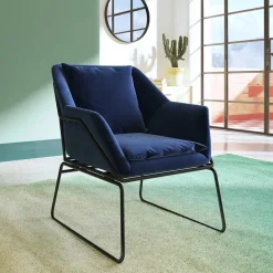 Loft Designsessel in Blau Samt - Circlefun^Wohnen Online