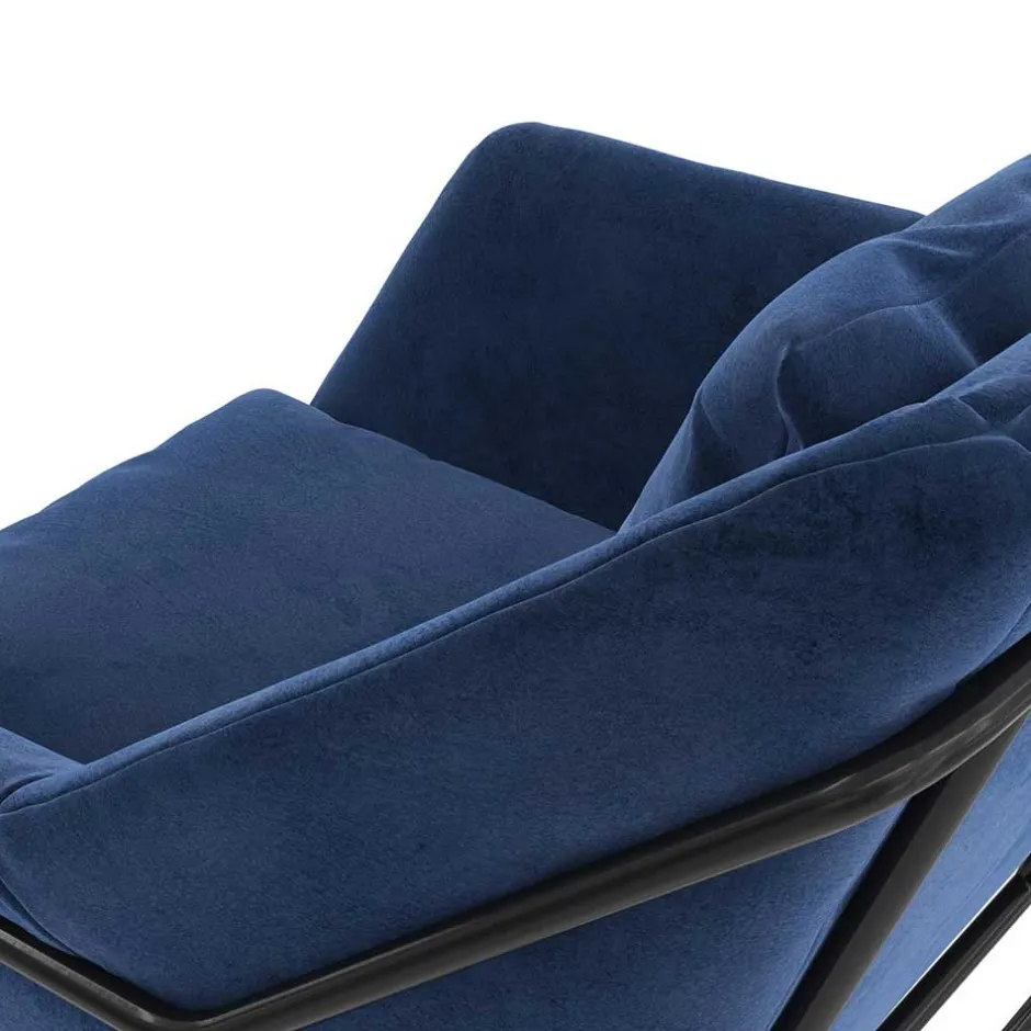 Loft Designsessel in Blau Samt - Circlefun^Wohnen Online