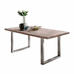 Wohnen Loft Designtisch Deluiga mit Edelstahl Gestell