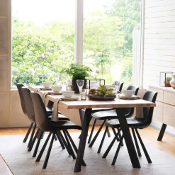 Loft Esstischgruppe mit Eiche White Wash Tisch Pulva & 6 Schalenstühlen (siebenteilig)^Wohnen