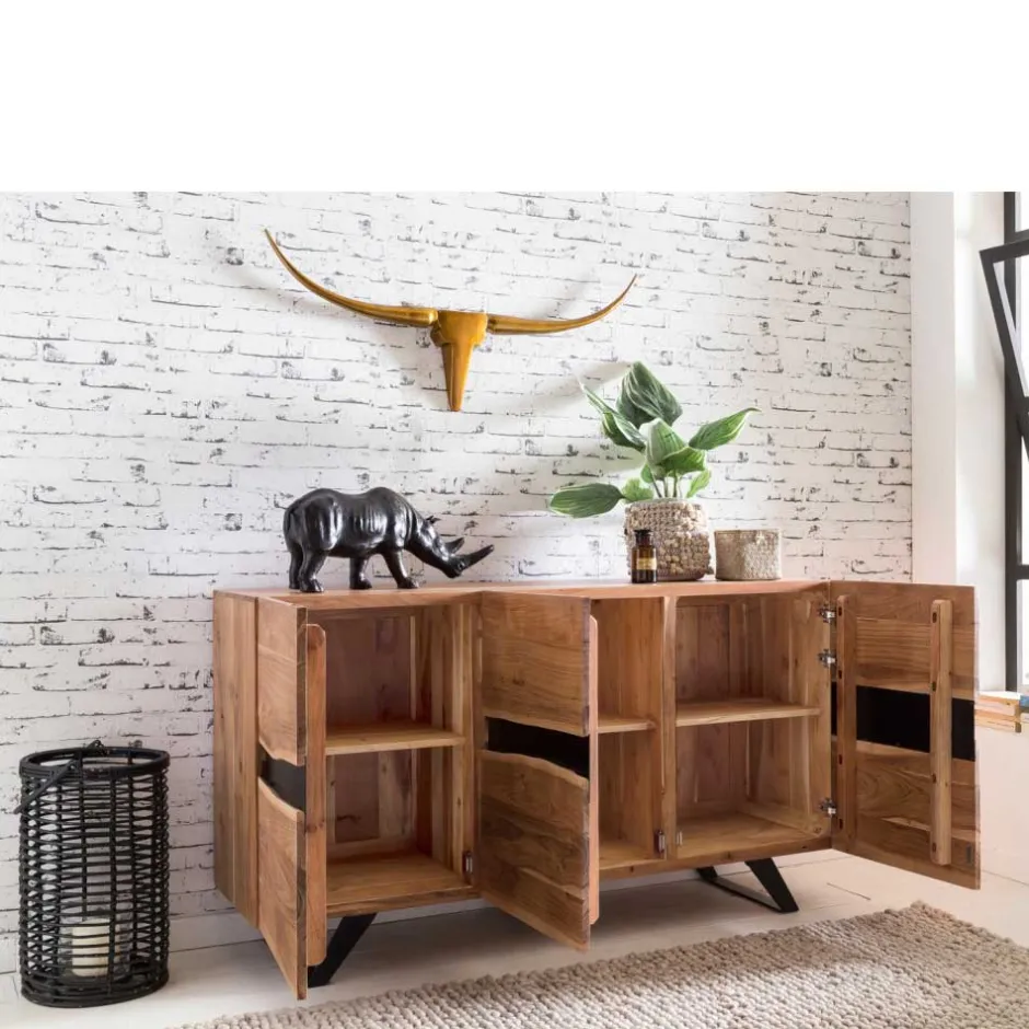 Wohnen Loft Style Sideboard Draguno aus Akazie massiv
