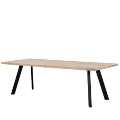 Loft Tisch Eiche White Wash & 6 Stühle Pulva in Braun Microfaser (siebenteilig)^Wohnen Discount