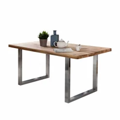 Wohnen Loft Tisch Nestore aus Eiche und Edelstahl
